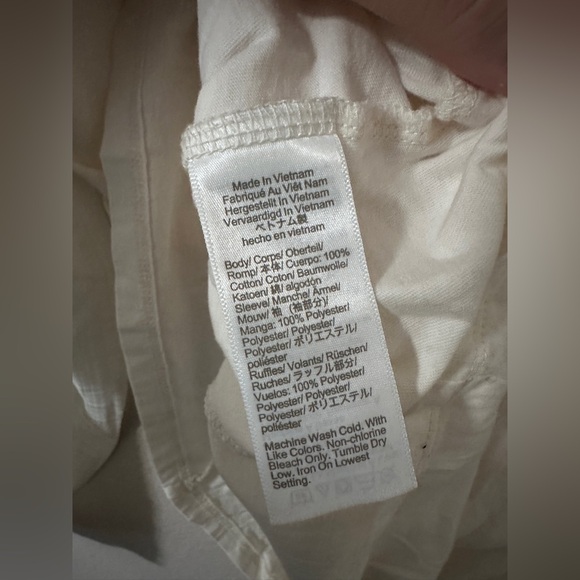 J Crew Women’s Long Sleeves Ruffle 100% Cotton Polyester Top Ivory Blouse XS - Picture 5 of 5